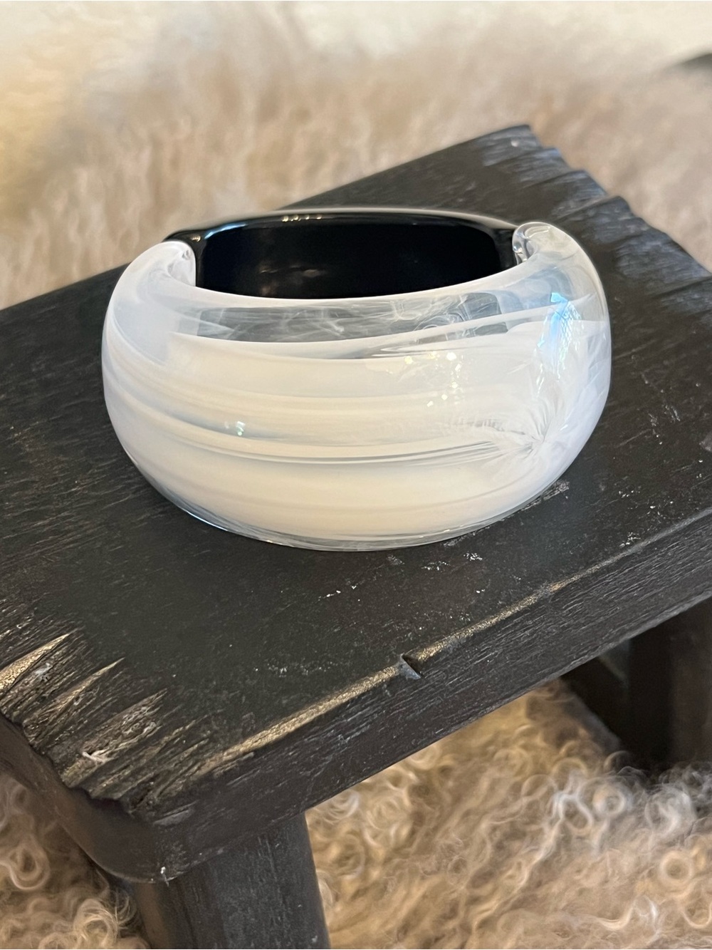 Classic White Resin Cuff Bracelet - Sleek Everyday Style